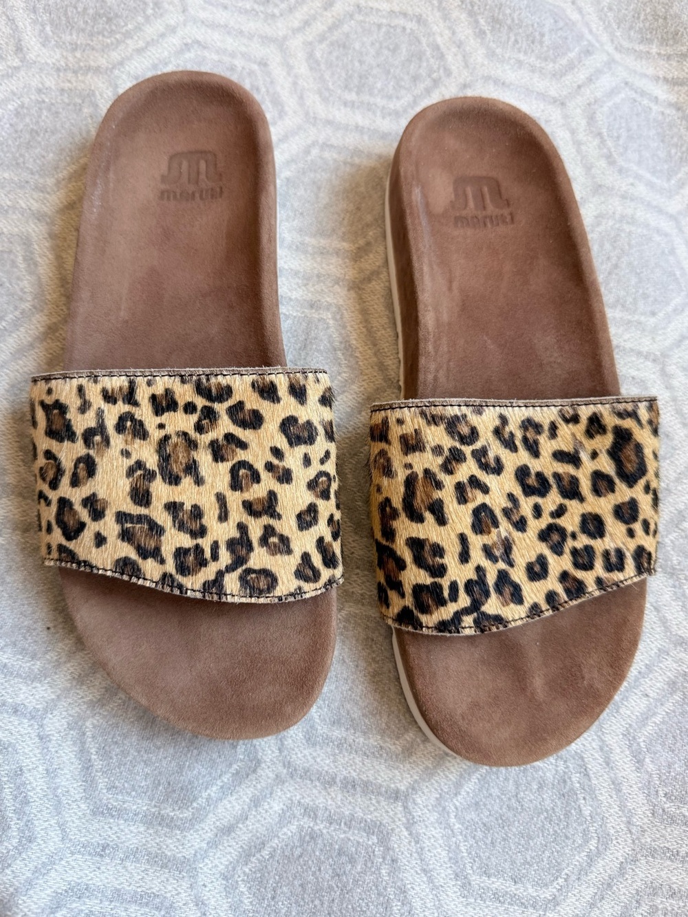 Maruti Anthropologie Leopard Print Leather Slide Sandals Women’s EU38/US 7-7.5